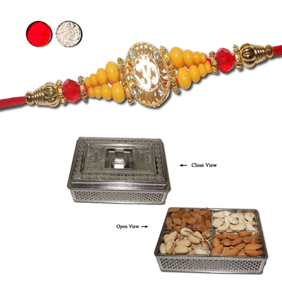 "Rakhi - FR- 8010 A  (Single Rakhi), Dry Fruit Box - Code DFB6000 - Click here to View more details about this Product